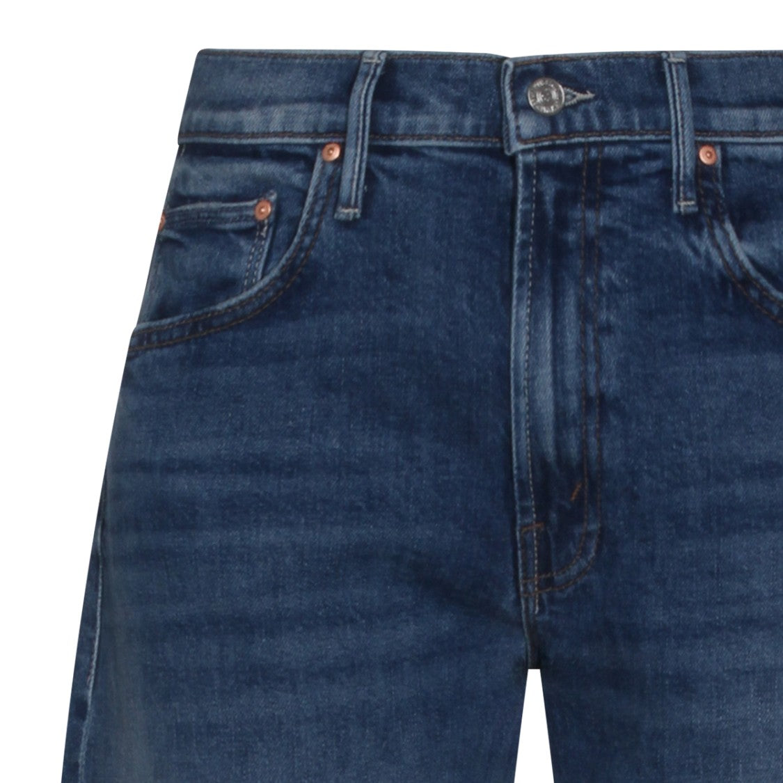 Mother Straight-Leg Blue Jeans