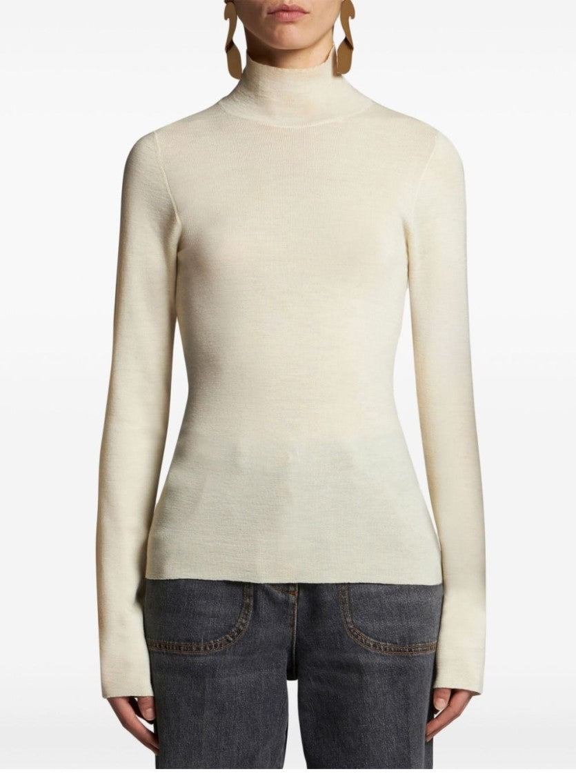 Etro Fitted Cream Wool Turtleneck