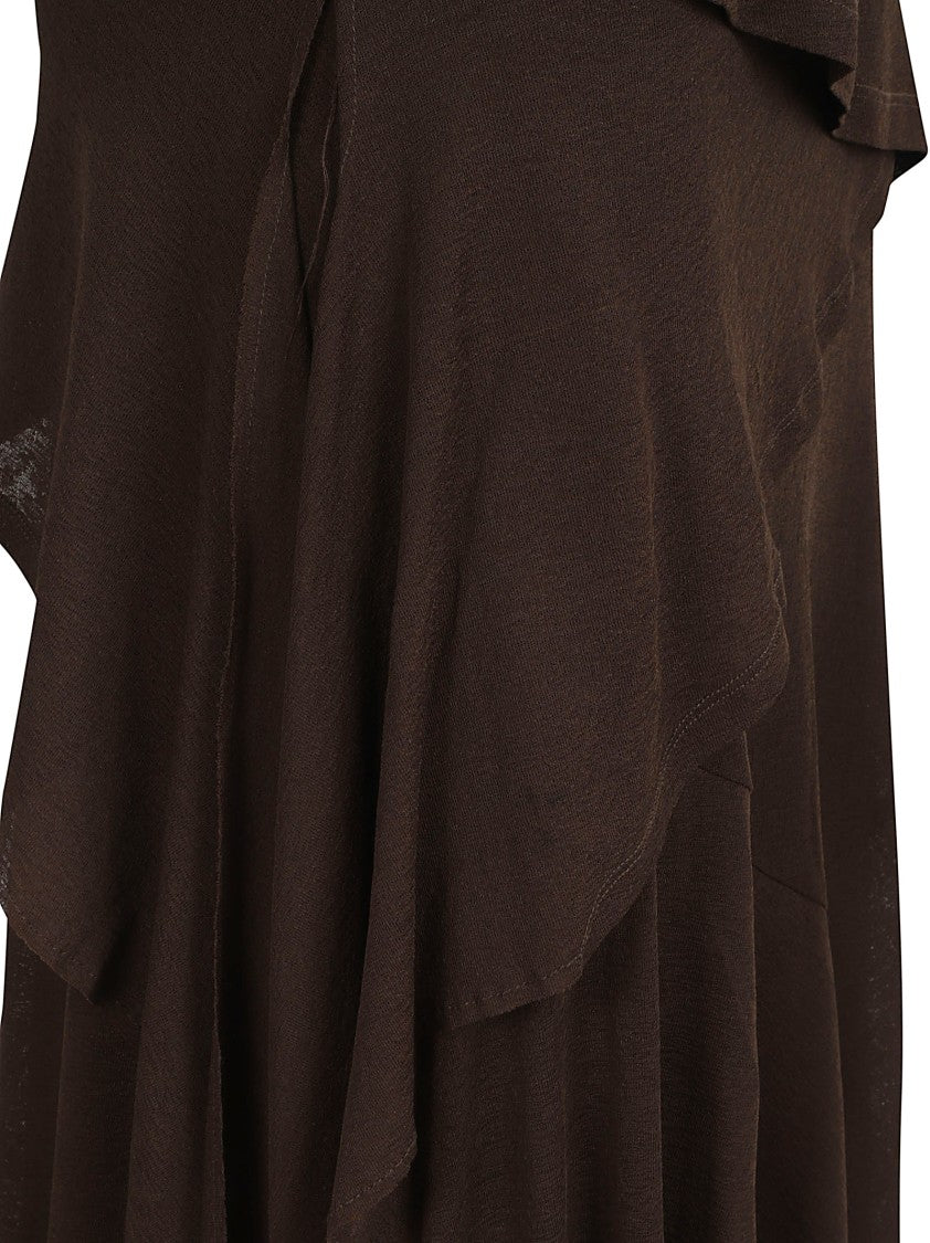 Ganni One-Shoulder Maxi Dress With Asymmetrical Layered Hem