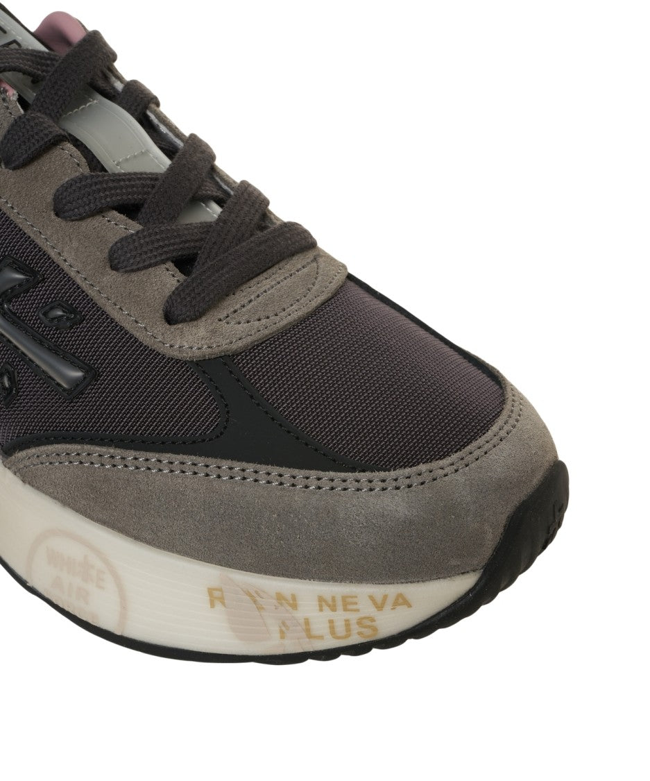 Premiata Dynamic Grey Sneakers With Suede And Mesh Elements