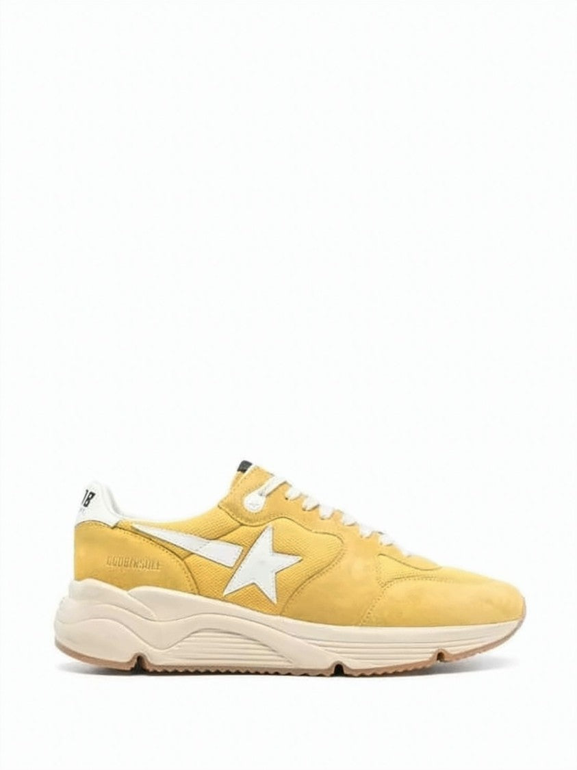 Golden Goose Yellow Suede And Mesh Sneakers With Retro Charm