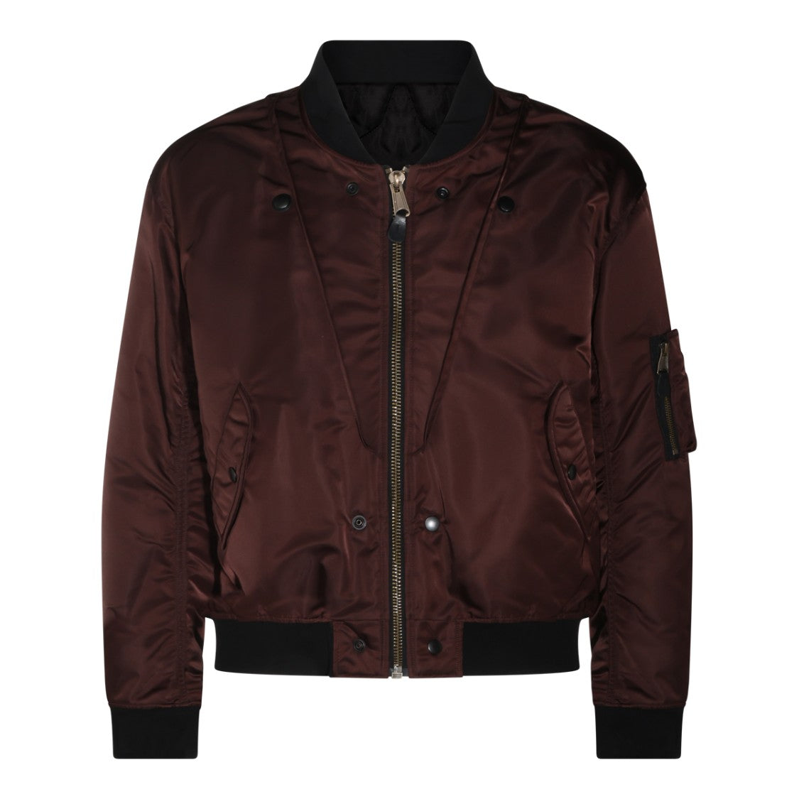 Maison Margiela Burgundy Fog Zippered Ribbed Bomber Jacket