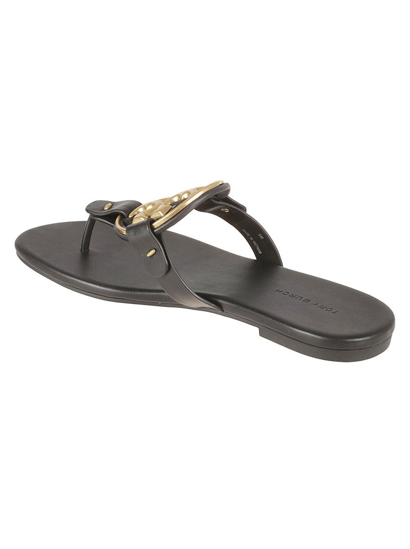 Tory Burch Thong Sandals With Gold-Tone Emblem