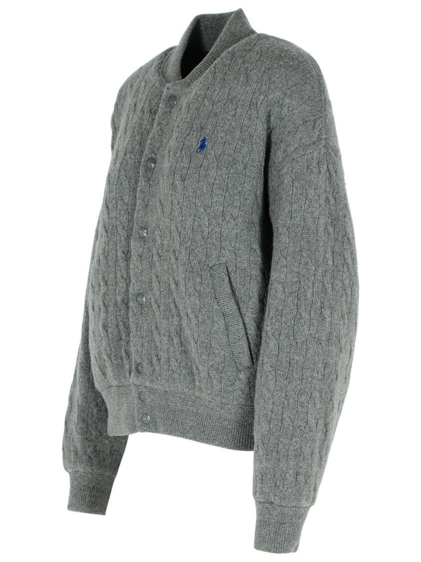 Polo Ralph Lauren Wool-Cashmere Blend Bomber Coat With Sweater Knit Finish