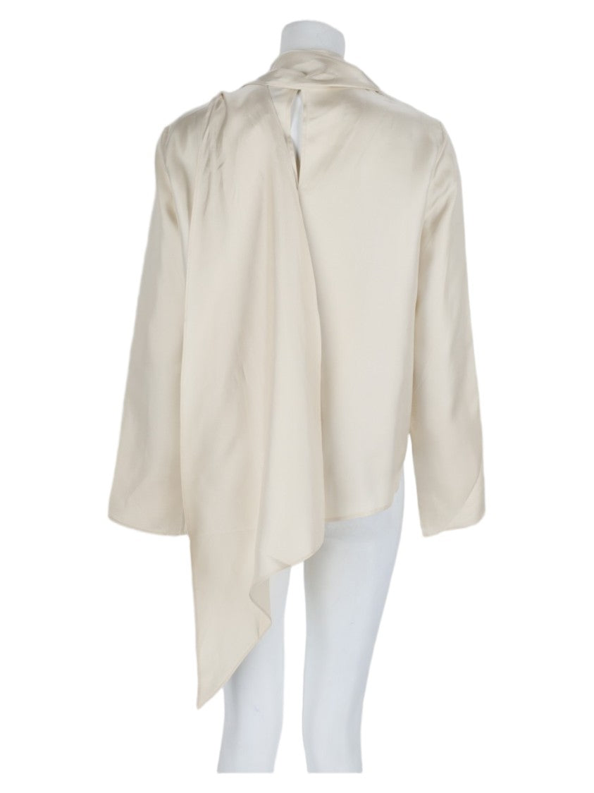 Loulou De Saison Ivory Draped Silk Blouse