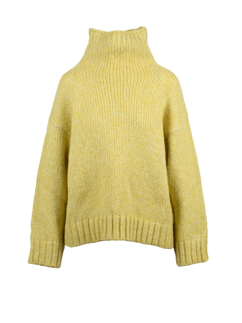 Alpha Studio High Neck Sweater With Lamé Inlay And Ribbed Knit Texture