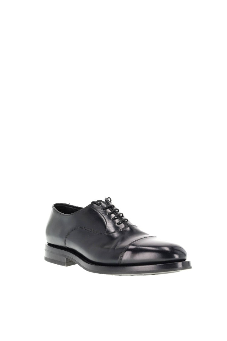 Santoni Black Carlo Leather Oxford Brogues