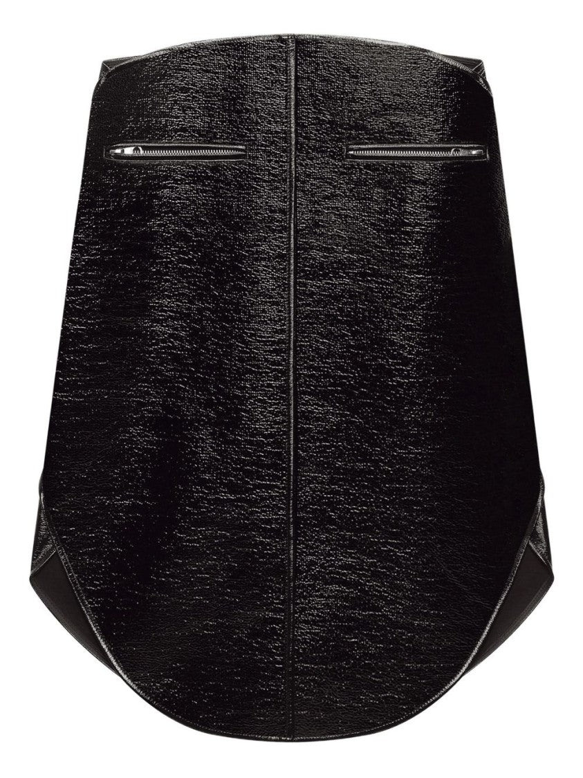 Courrèges High-Waisted Black Midi Skirt With Curved Hemline