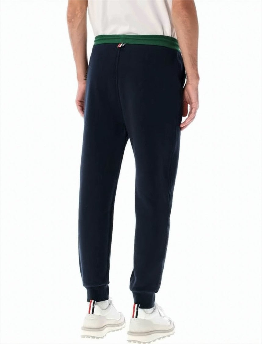 Thom Browne Relaxed Fit Jogger Pants With Drawstring Waistband And Contrasting Cuffs