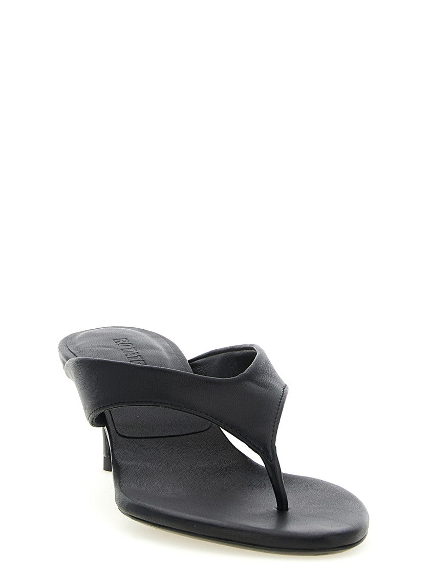 Rotate Birger Christensen Black Leather Mules With Kitten Heel