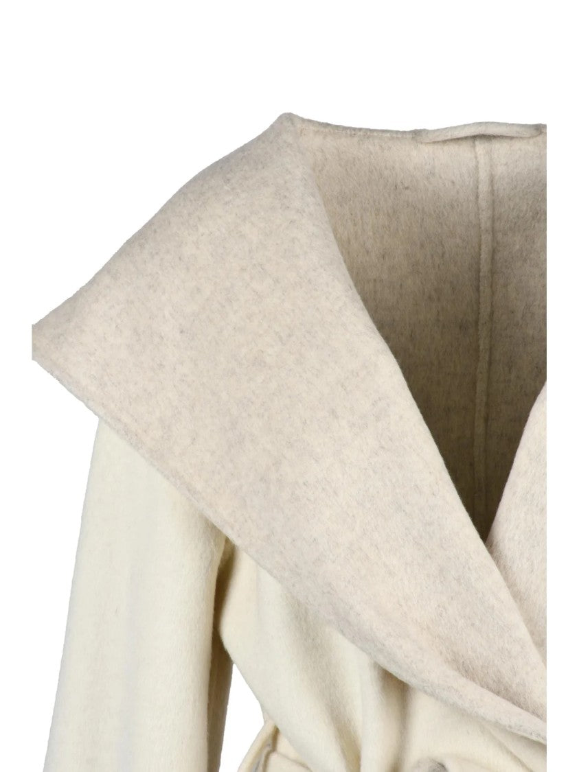 P.A.R.O.S.H. Reversible Belted Coat With Oversized Collar And Textured Wool