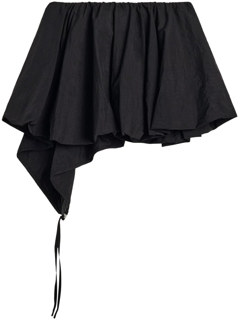 Y-3 Asymmetrical Layered Black Shorts With Contrasting Panel