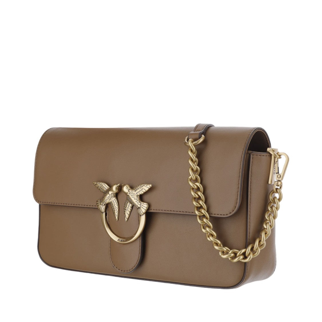 Pinko Brown Leather Logo Cross-Body Bag