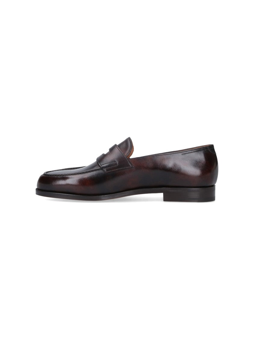 John Lobb Distinguished Cut-Out Detail Brown Leather Lopez Loafers