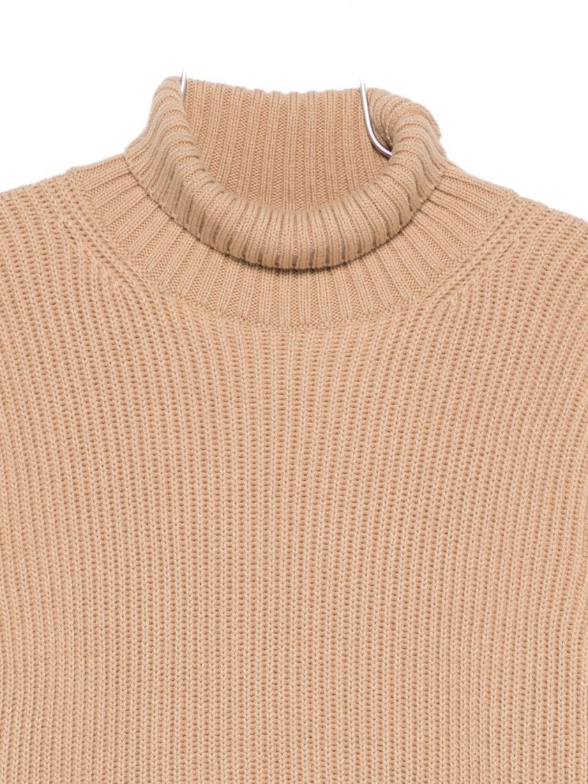 Msgm Ribbed Knit Sweater With High Turtleneck