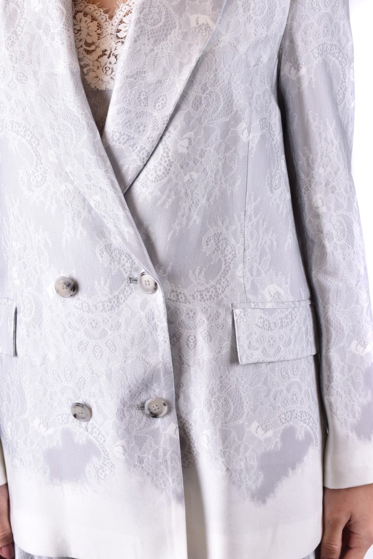 Ermanno Grey Viscose Lace-Jacquard Blazer