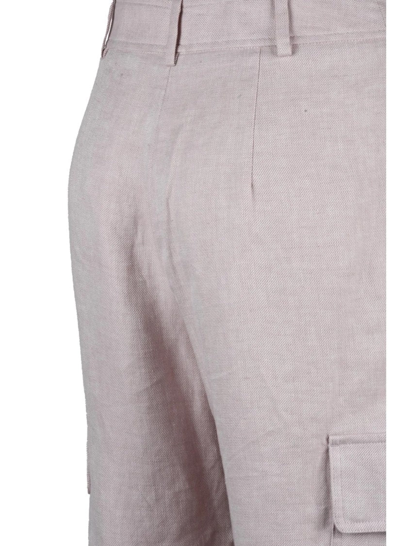 Eleventy Linen Cargo Trousers - Pink