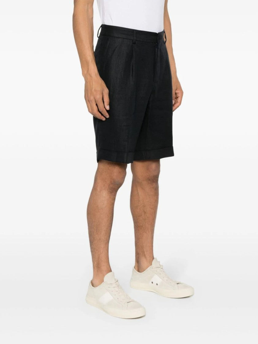Peserico Pressed-Crease Linen Shorts