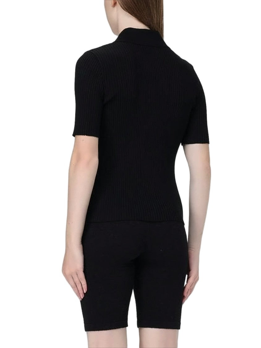 Courrèges Fitted Ribbed Knit Polo Shirt