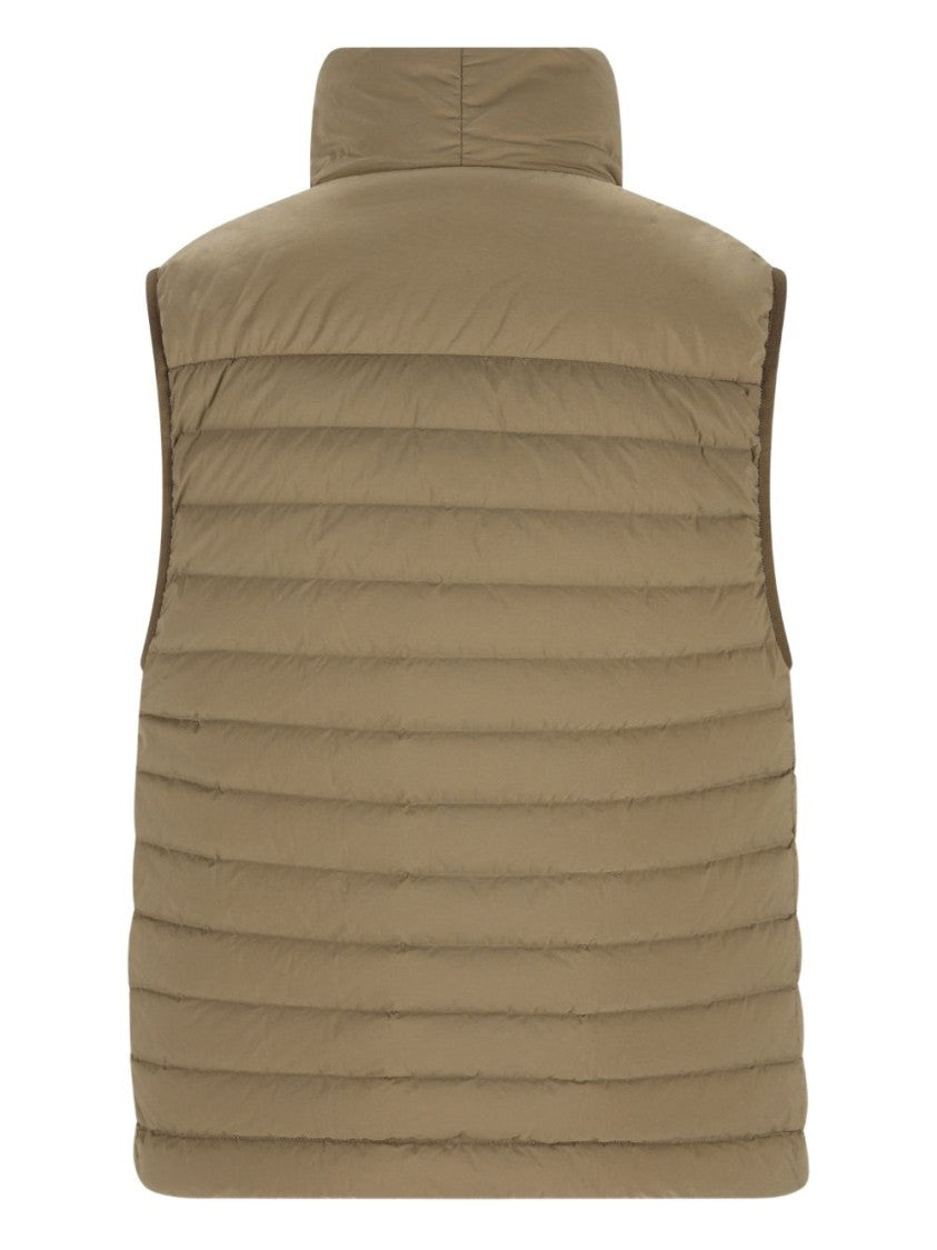 Stone Island Sleeveless Padded Green Knitwear With Zip Closure