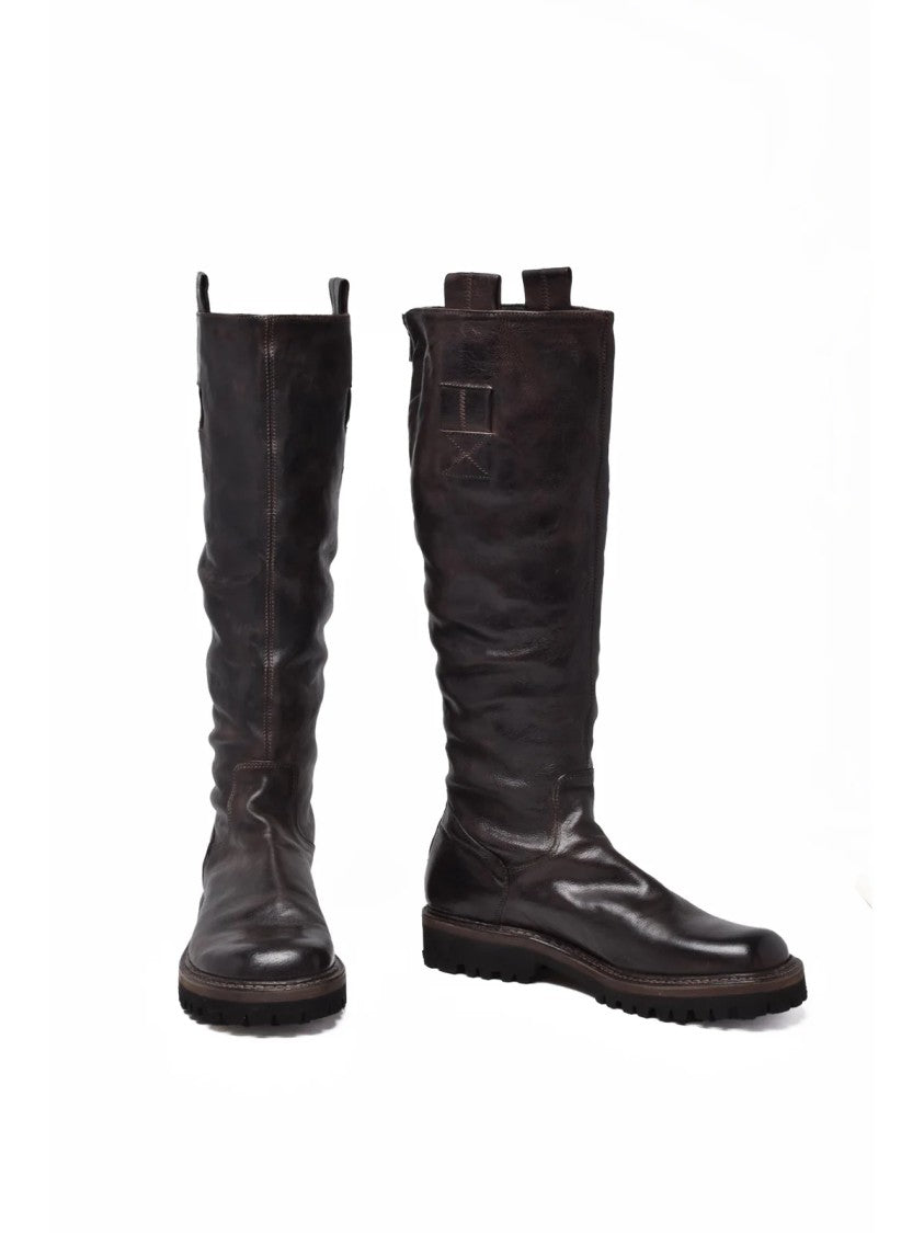Shoto Chocolate Leather Zip Boots