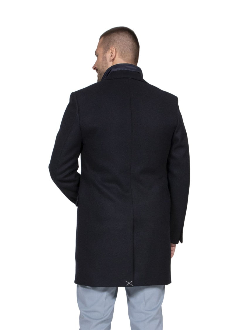 Fay Easy Black Notch Lapel Tailored Overcoat