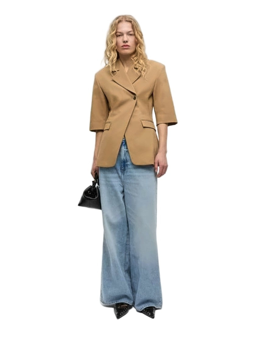 Ganni Wide-Leg Denim Trousers With Light Blue Wash