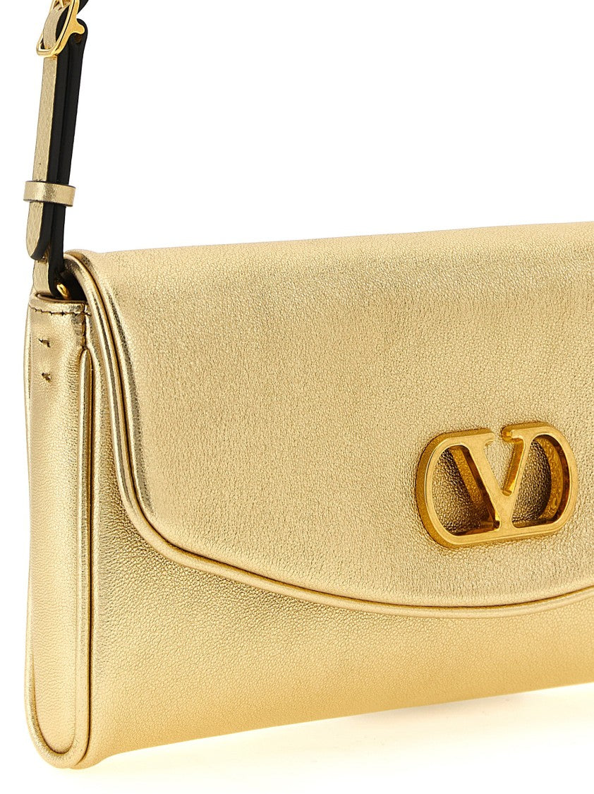 Valentino Garavani Small Laminated Nappa Leather Shoulder Bag With Antique-Effect Metal Logo