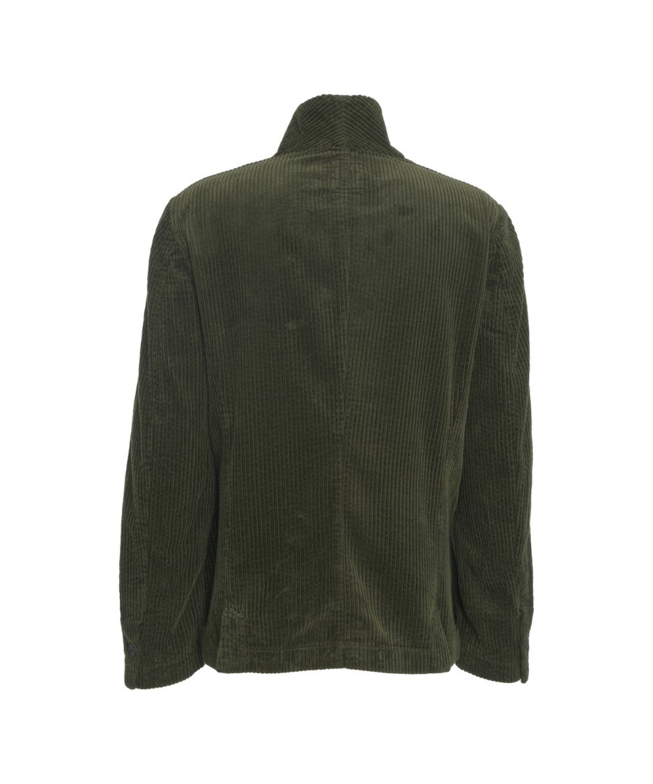 Hannes Roether Corduroy Blazer With High Collar And Rounded Hem