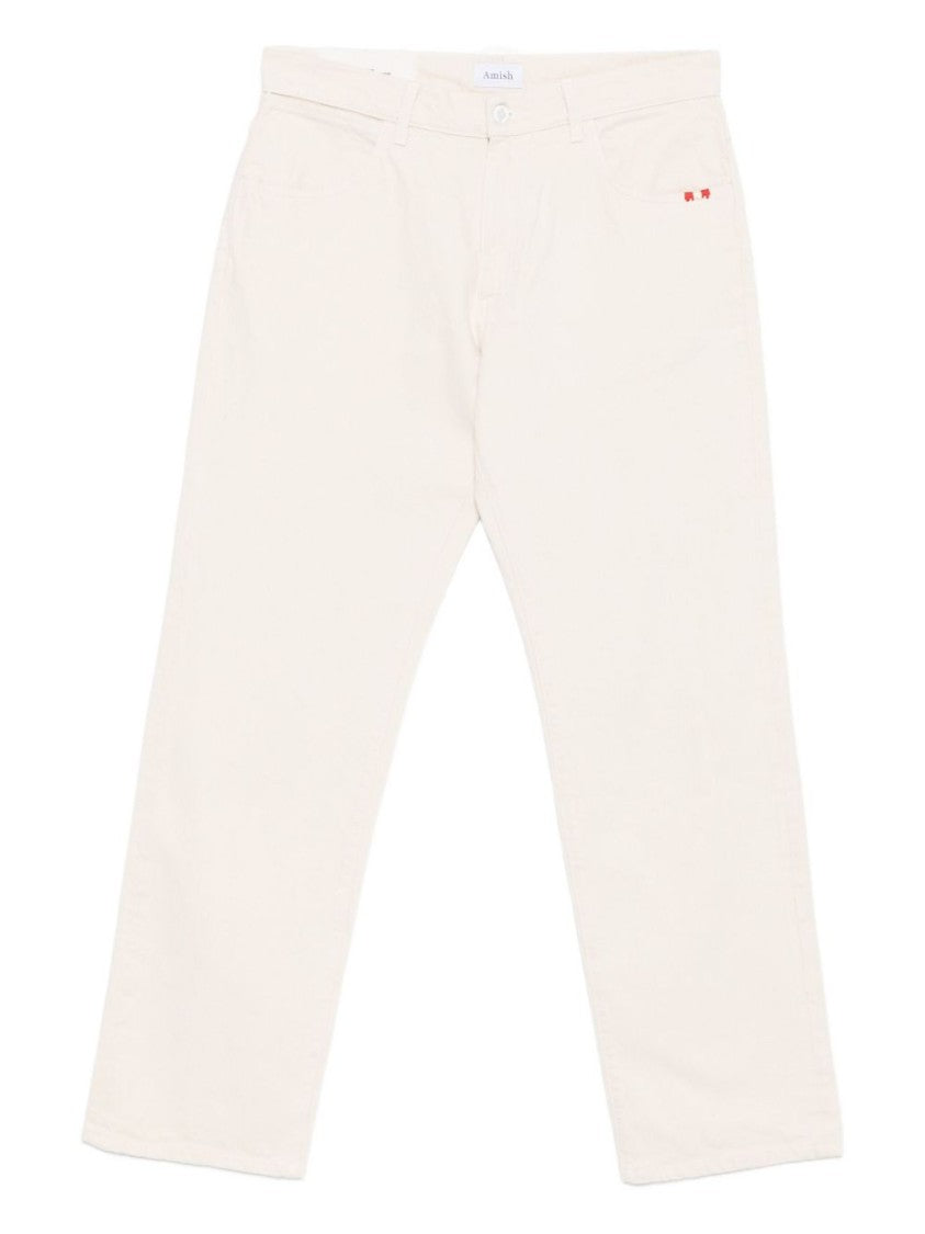 Amish Straight-Leg Beige Jeans And Five-Pocket Style
