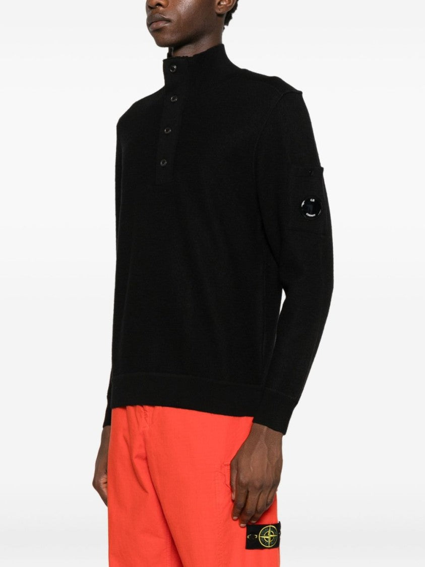 C.P. Company High Collar Pullover With Buttoned Placket