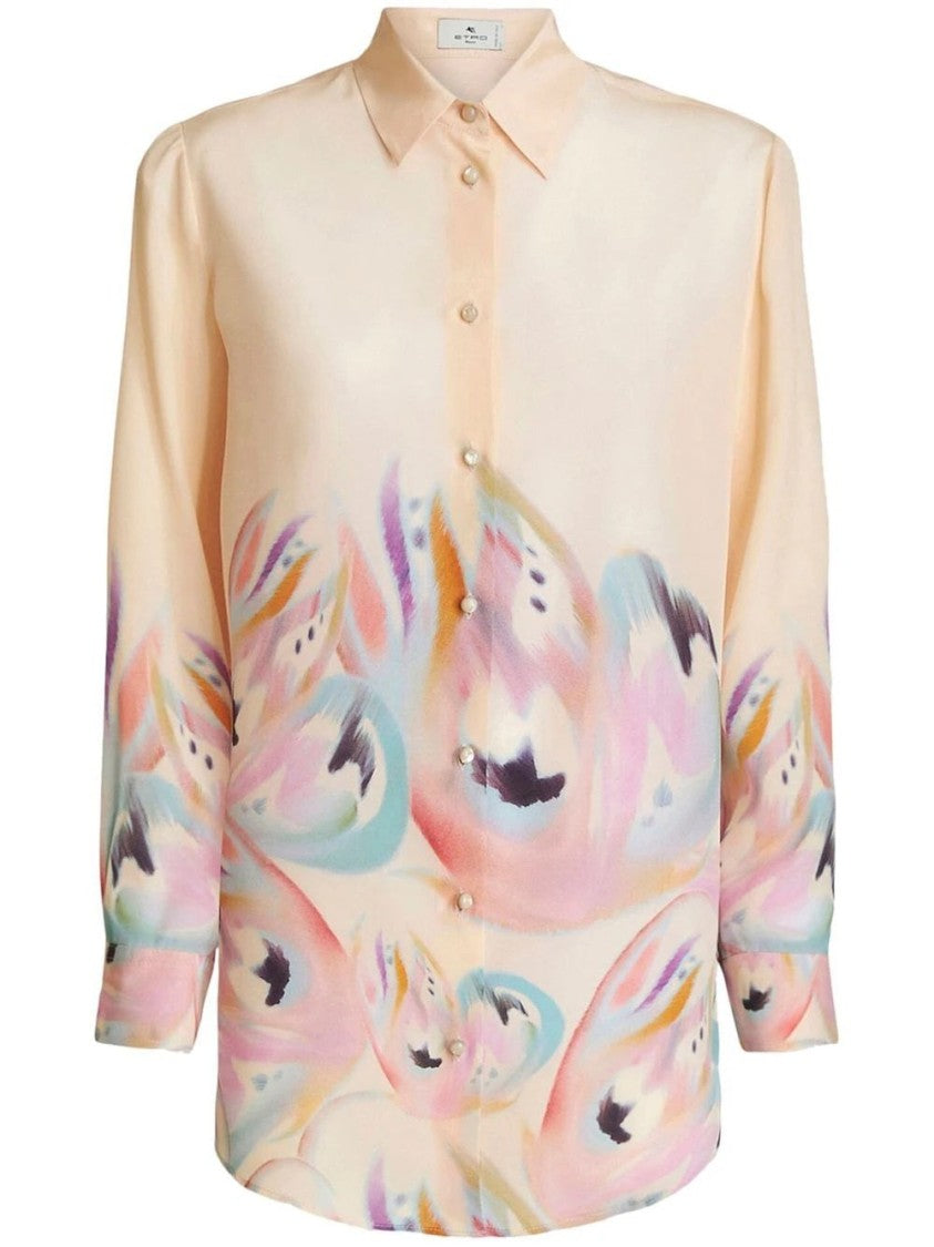 Etro Beige Silk Long Sleeve Shirt