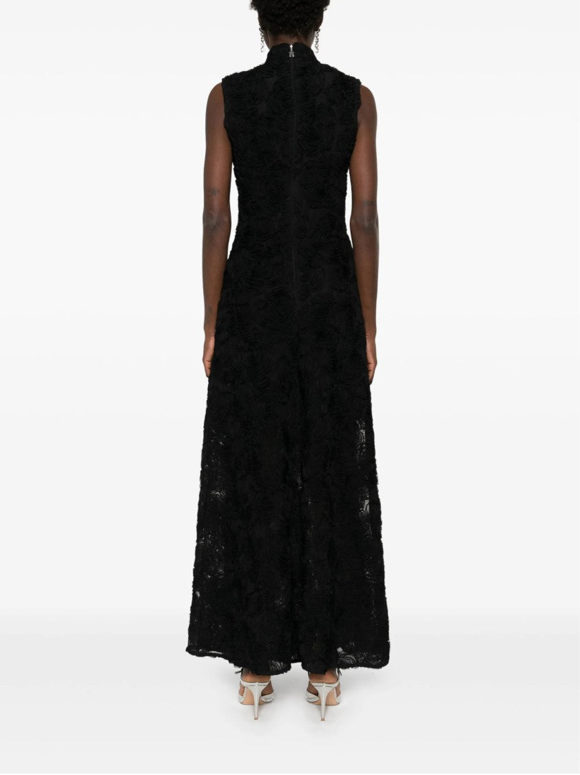 Rotate Sleeveless Floral Textured Maxi Dress With High Neckline