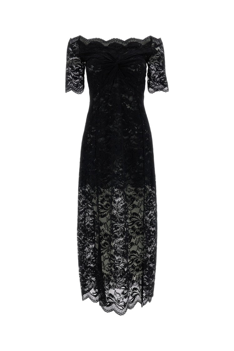 Rabanne Black Scalloped Floral Lace Midi Dress