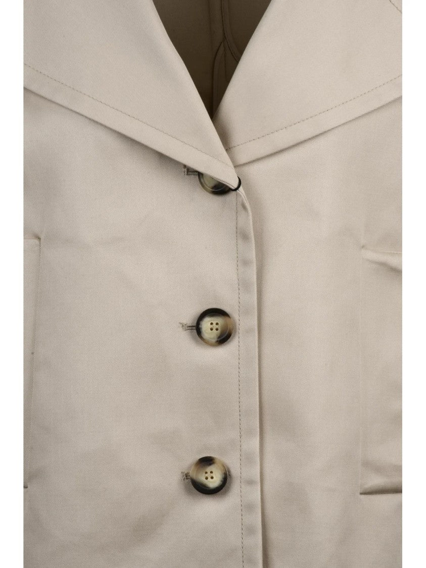 Max Mara Short Cotton Mantella With Boxy Silhouette And Side Pockets