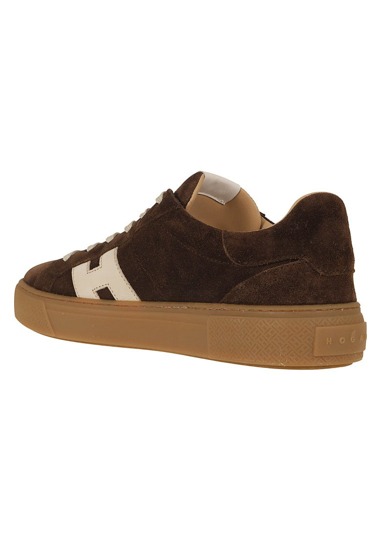 Hogan Dark Brown Suede H705 Chunky Sneakers