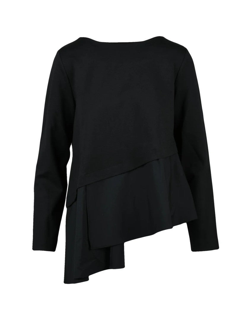 Meimeij Black Viscose-Blend Asymmetric Blouse