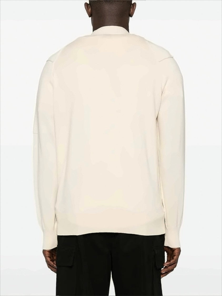 C.P. Company V-Neck Cotton Knit Cardigan With Iconic Sleeve Pocket