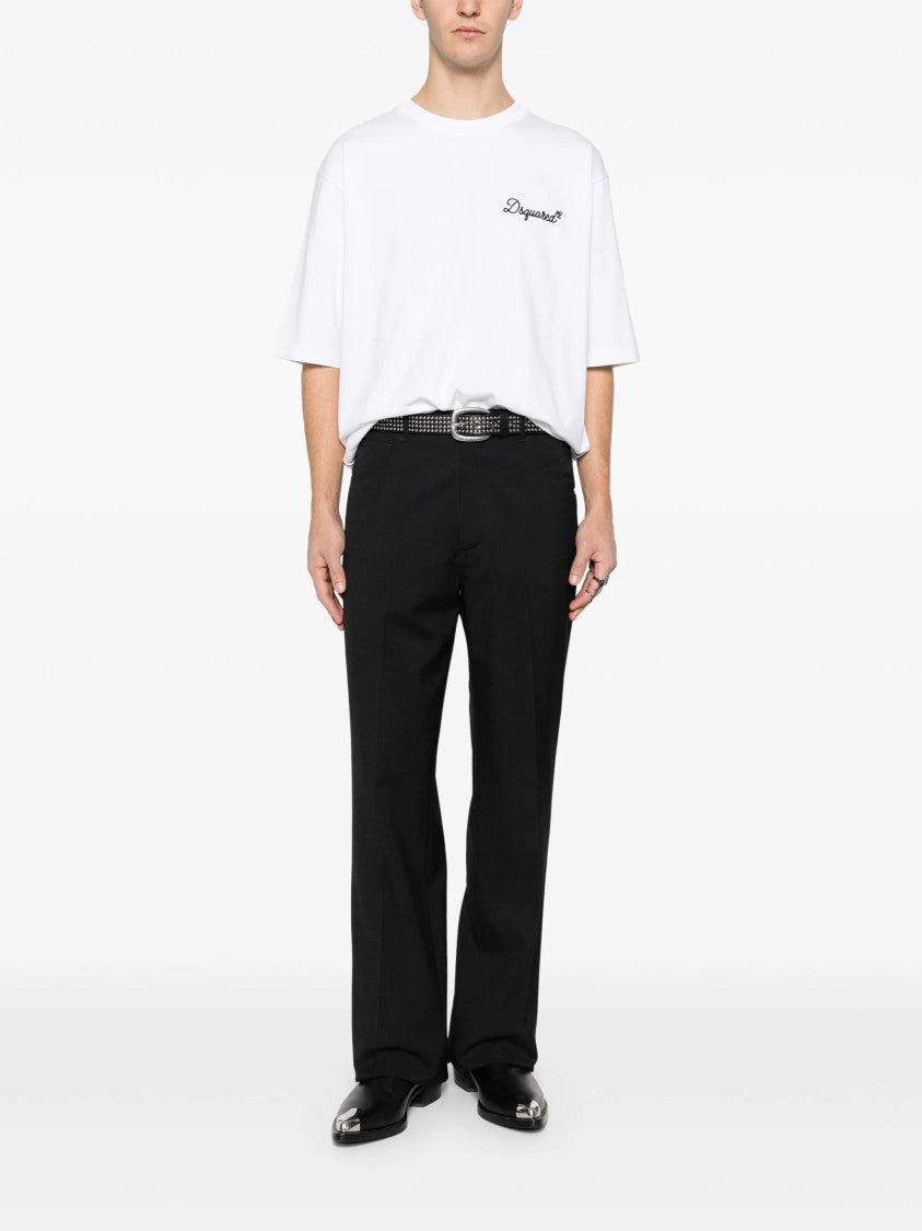 Dsquared2 White Short-Sleeve Embroidered Logo T-Shirt