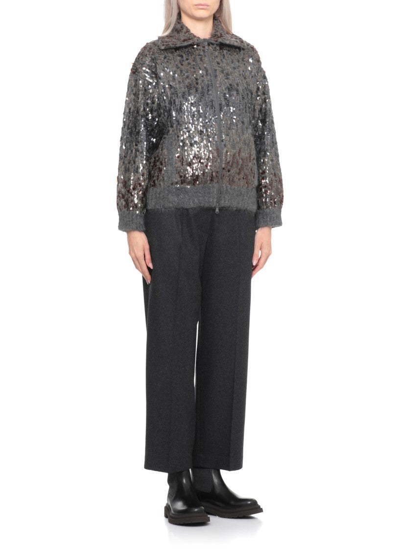 Brunello Cucinelli Mohair Cardigan With Paillettes