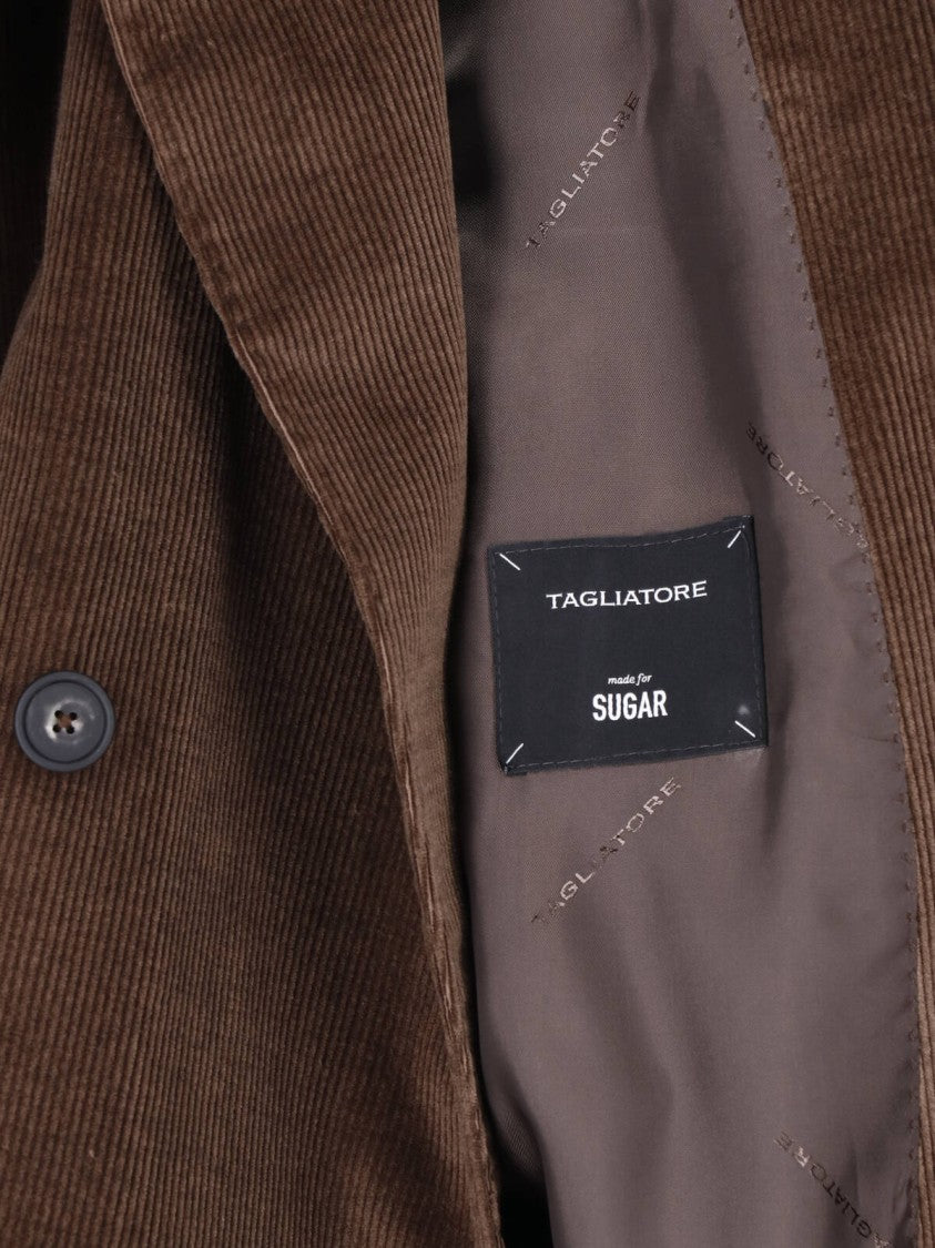 Tagliatore J-Jasmine Brown Corduroy Double-Breasted Blazer