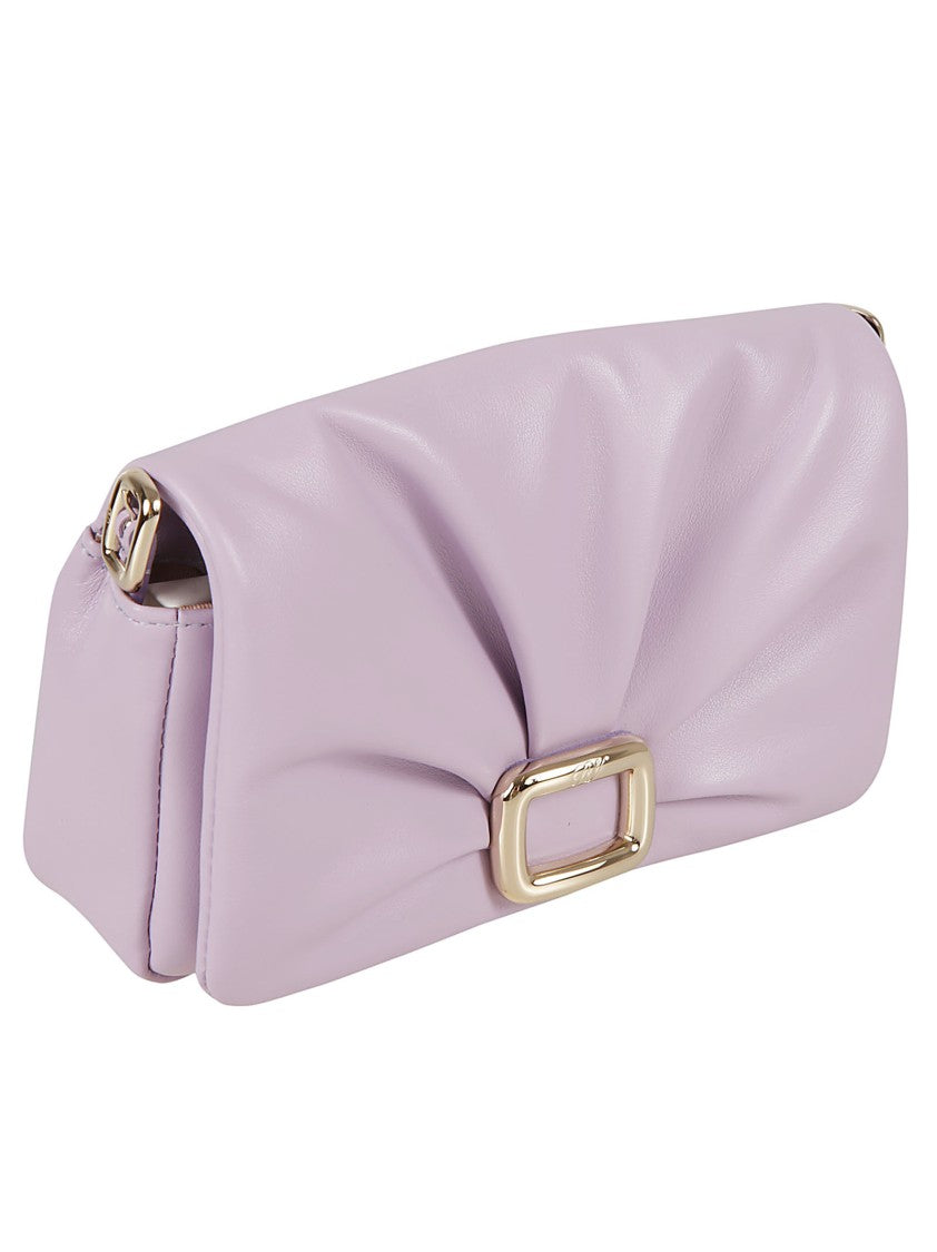 Roger Vivier Pleated Calfskin Handbag With Square Buckle Detail