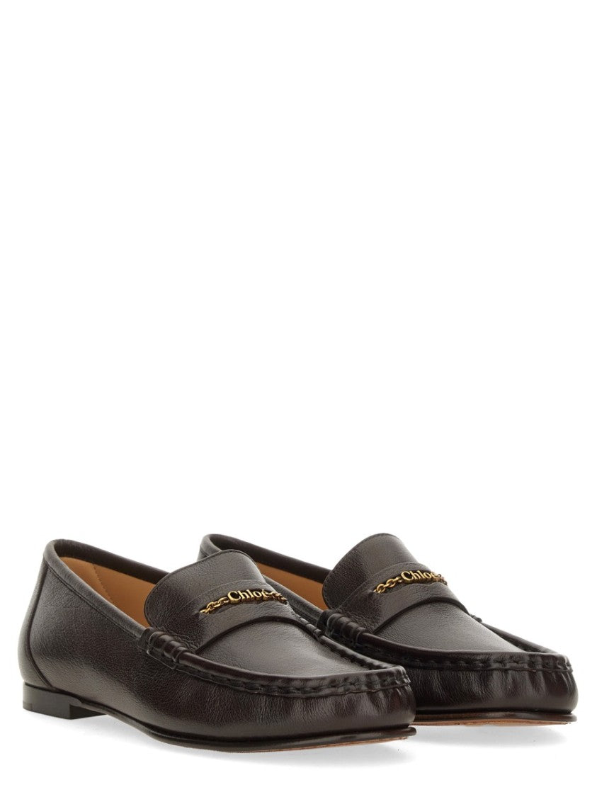 Chloé Chain Leather Moccasin Loafers