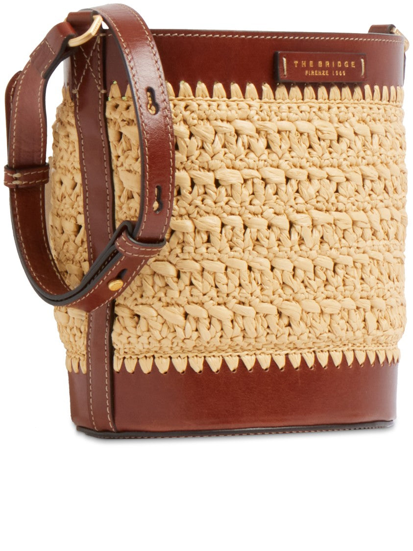 The Bridge Woven Raffia Bucket Bag Leather Satchel