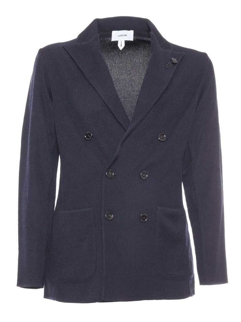 Lardini Double-Breasted Textured Knit Jacket