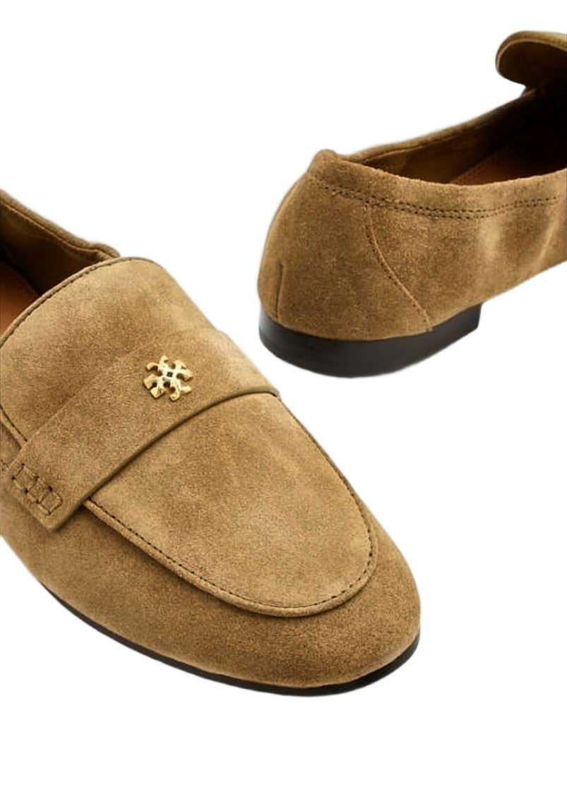 Tory Burch Pointed Toe Brown Loafers With Minimalist Design