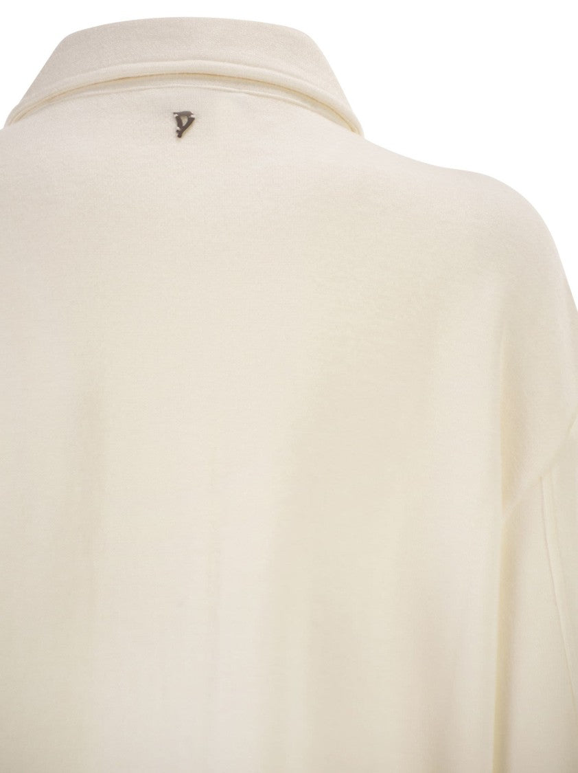 Dondup Structured White Viscose Blend Shirt Jacket
