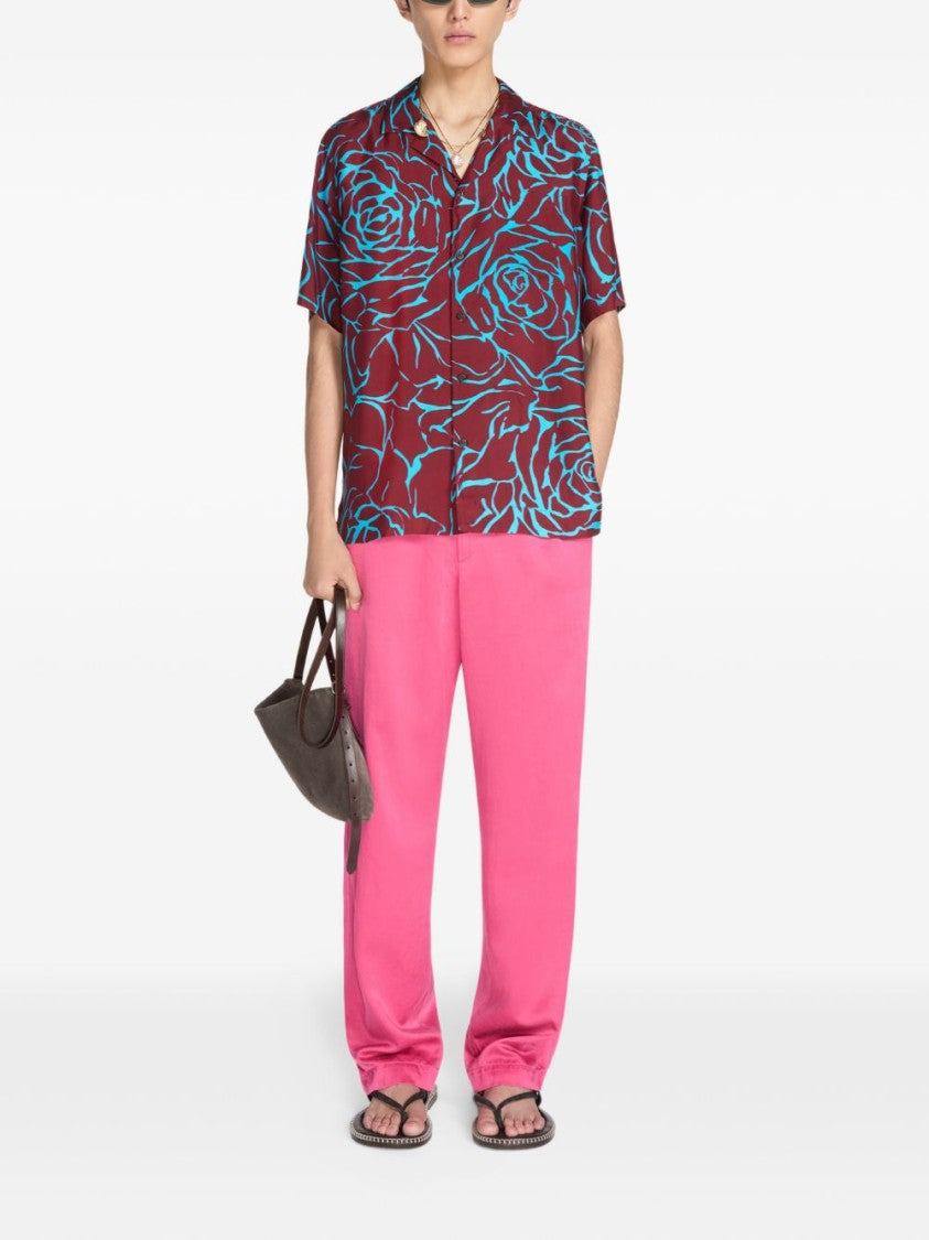 Dries Van Noten Purple Red Blue Floral Camp Shirt