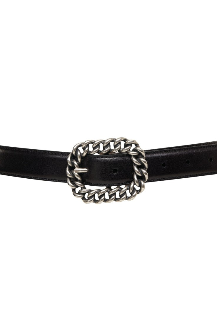 Gavazzeni Leather Belt With Chain Detail Buckle