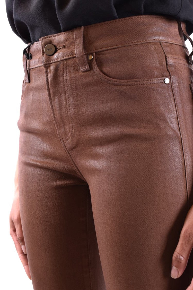 Paige Cropped Cognac Jeans With Flared Silhouette